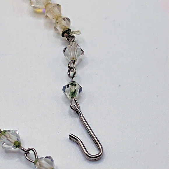 Vintage Aurora Borealis Glass Crystal Beaded Necklace Faceted Graduated AB 18" - Picture 8 of 8